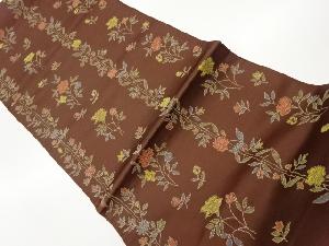 草花模様織出し袋帯